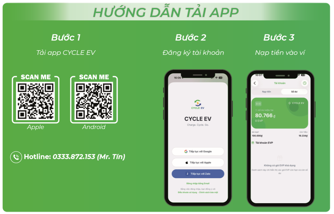 Hướng Dẫn Tải App CYCLE EV
